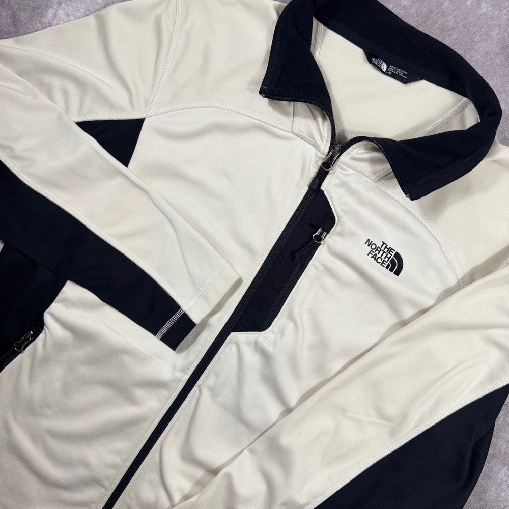 The North Face Mens Full Zip Track Jacket White/Black Color block Large